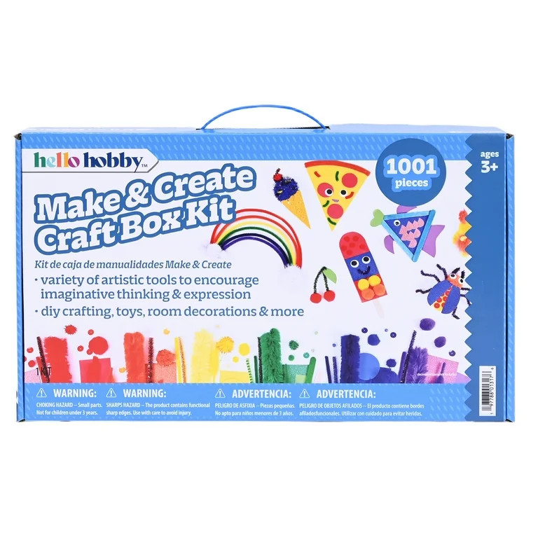 Hello Hobby Craft Supply Library, 700+ Piece All-in-One Kids Craft Kit with Pipe Cleaners, Wiggle... | Walmart (US)