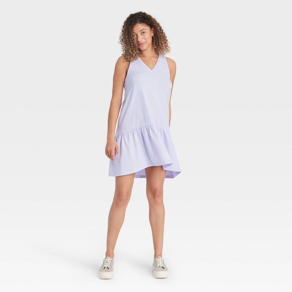 Women's Plus Size Ruffle Sleeveless Hem Knit Dress - A New Day Light Purple 4X | Target