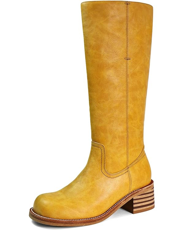 Women's Knee High Boots Square Toe Chunky Block Heel Long Boots for Women Comfortable Low Heel Wo... | Amazon (US)