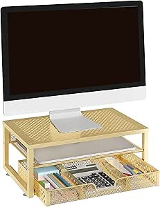 Simple Trending-Metal Monitor Stand Riser and Computer Desk Organizer with Drawer for Laptop, Com... | Amazon (US)