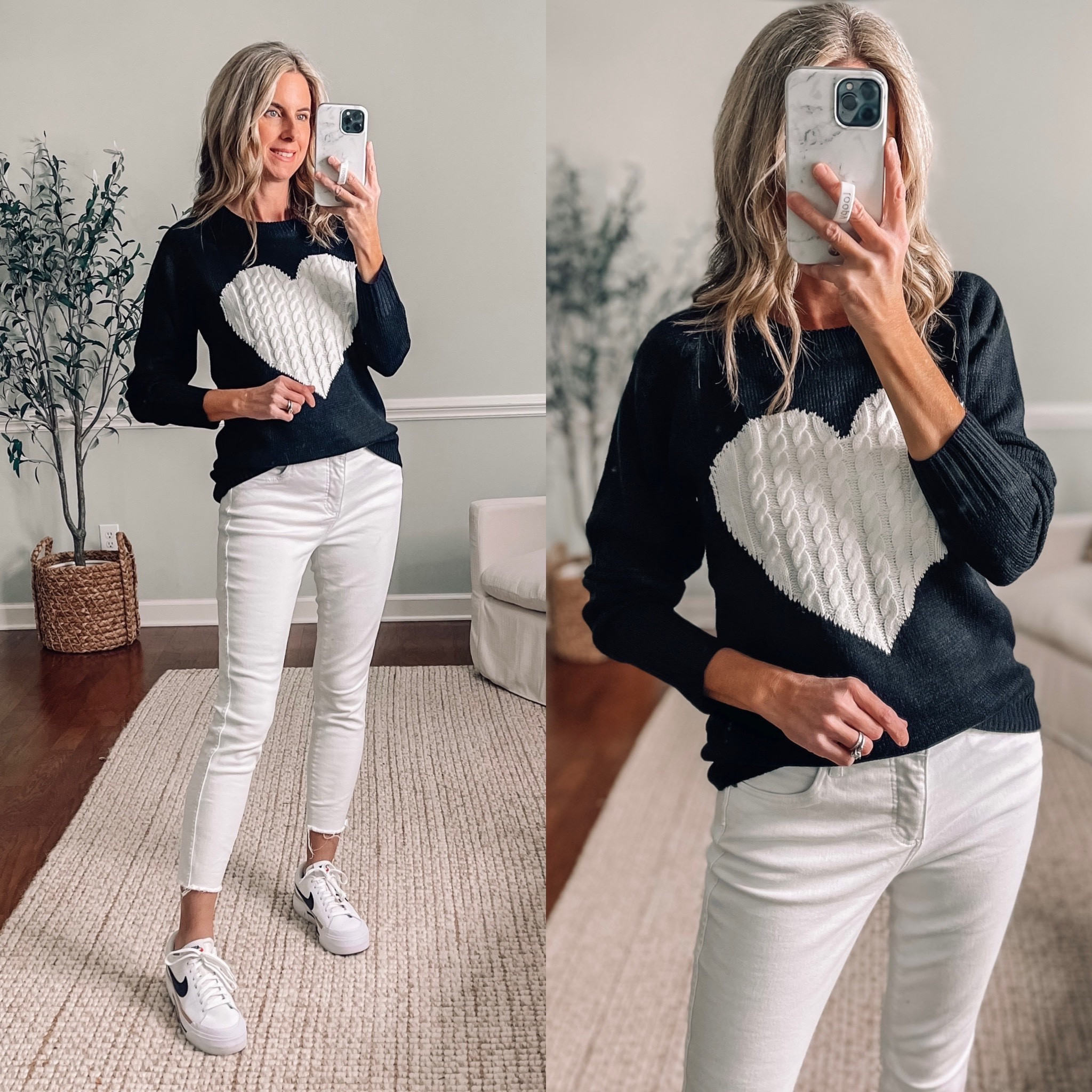 ❤️ AMAZON VALENTINES DAY 

Need an outfit for Valentine’s Day or a Galentine’s party? Amazon has so many cute sweaters to choose from and most are on sale! Whether you are team red, pink, or neutral all these looks come in other colors! ❤️💗🖤🤍

Valentine’s Day sweater in a small / Heart sweater / 
Nike court legacy sneakers /
White jeans / 



#LTKunder50 #LTKSeasonal #LTKsalealert