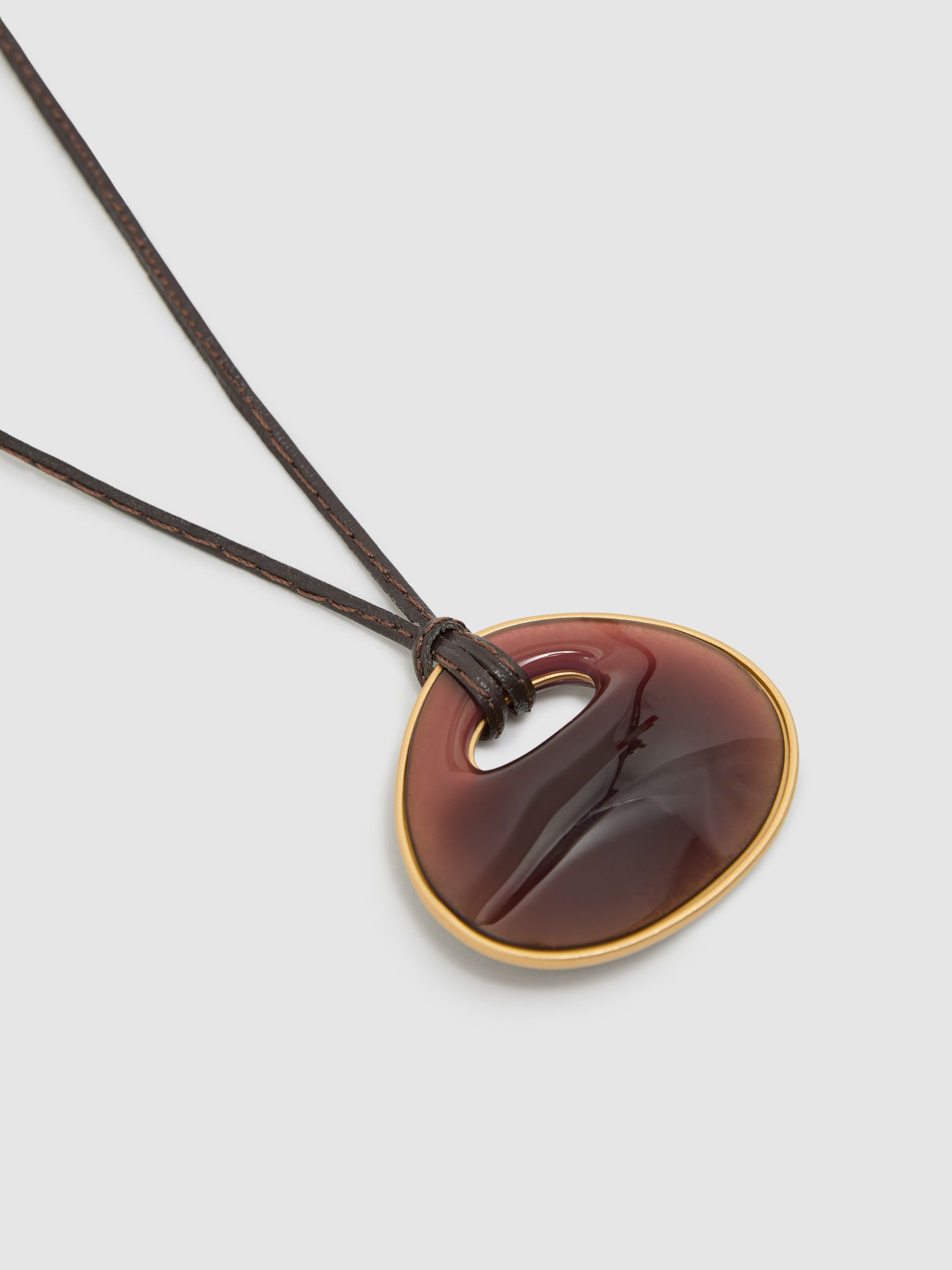 Reiss Large Resin Pendant Necklace in Burgundy - REISS | Reiss UK