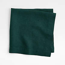 Marin Spruce Green EUROPEAN FLAX -Certified Linen Dinner Napkin + Reviews | Crate & Barrel | Crate & Barrel