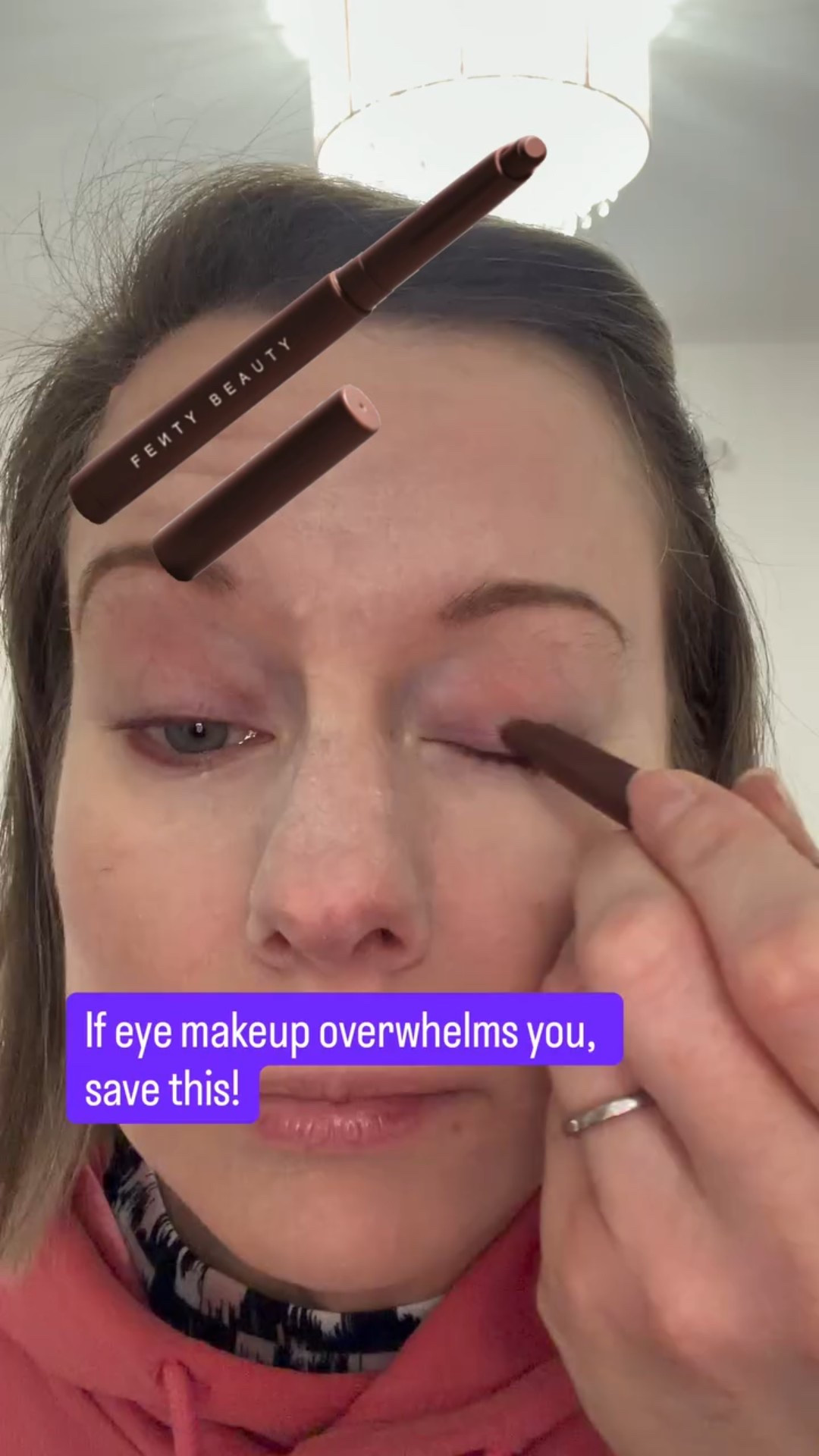 If you struggle with eye makeup, this is for you!🫶🏻

Apply @fentybeauty fentybeauty Shadowstix Eyeshadow Stick - In Big Truffle to the middle of your eyelids. Then Shadowstix - Fizzy Frosé above it.

Use your ring finger, or a brush and blend, blend, blend!

That’s it! You can use as much or as little of the colours as you like 🍫✨

Finish with Flypencil Pencil Eyeliner (I use Purple Stuff) and Hella Thicc Volumizing Mascara.

#LTKuk #LTKbeauty #LTKluxury