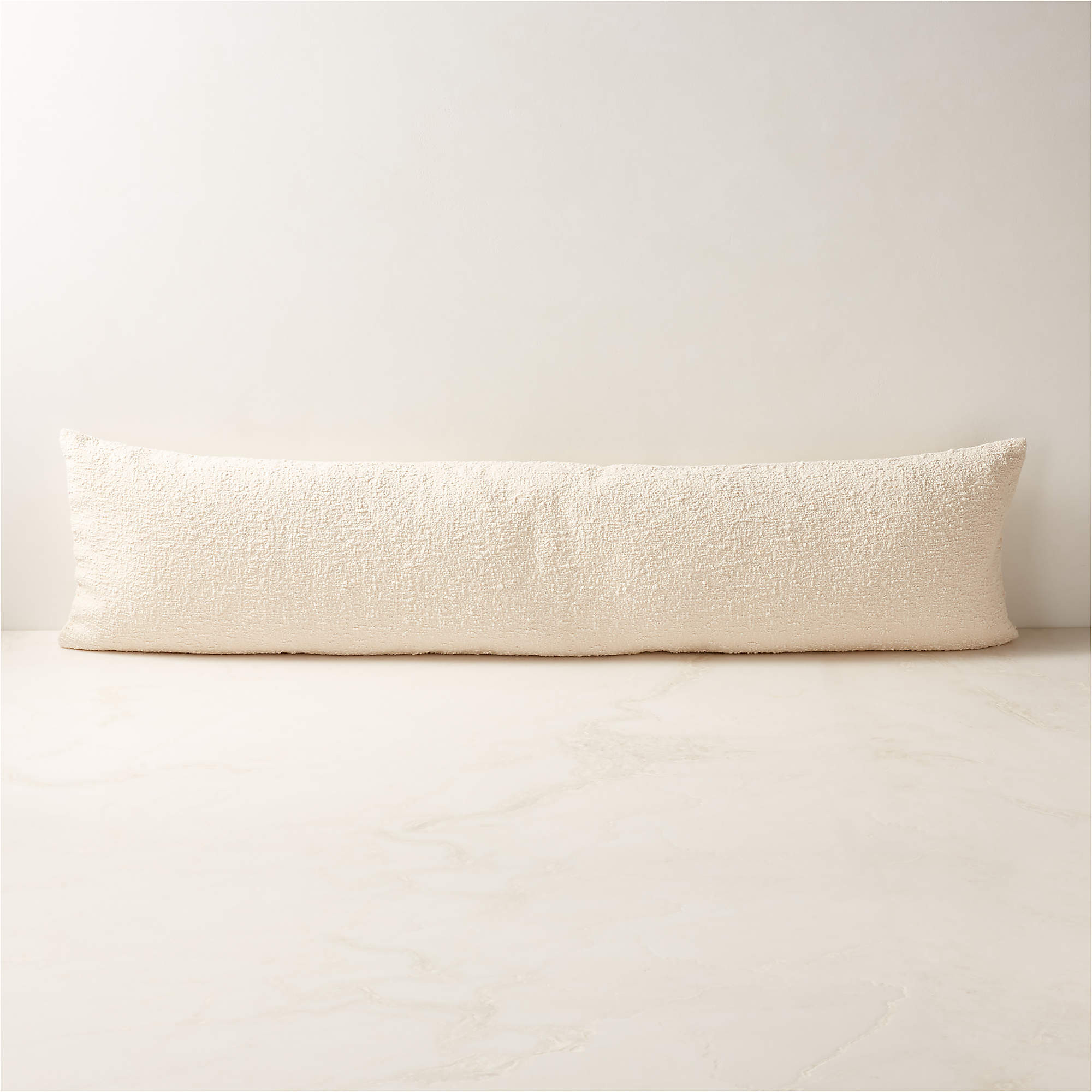 Ivory White Boucle Lumbar Pillow with Down-Alternative Insert 48''x12'' + Reviews | CB2 | CB2