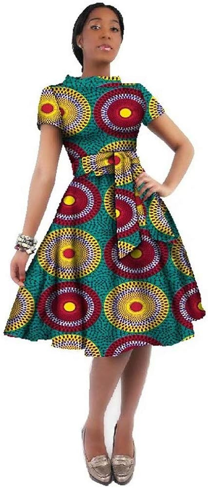 African Dress for Women African Wax Print Knee Skirts Dashiki Plus Size Style Party Clothing for ... | Amazon (US)