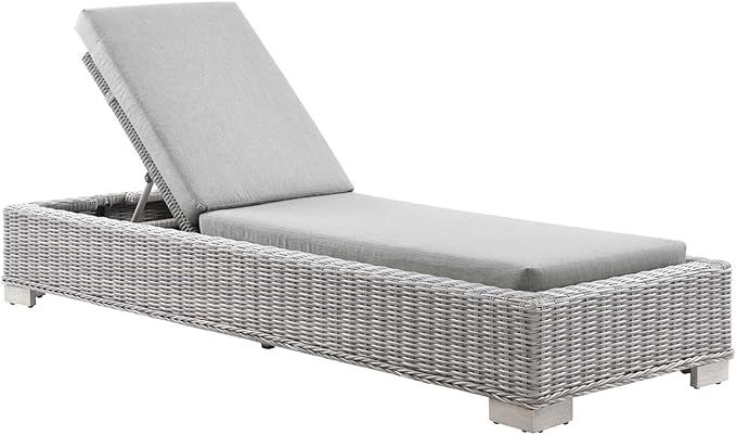 Modway Conway Outdoor Patio Wicker Rattan, Chaise Lounge Chair, Light Gray Gray | Amazon (US)