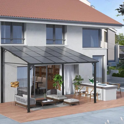 10X12ft Pergola with Sloped Roof, 4-Pillar PC Top Patio Shade Structure for Garden, Backyard & Deck | Wayfair North America