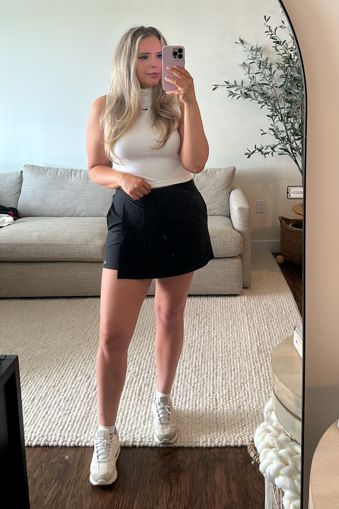 I will be buying this skirt in every color it comes out in!  I’m wearing the L! Also not pictured is the matching track jacket which is 10/10