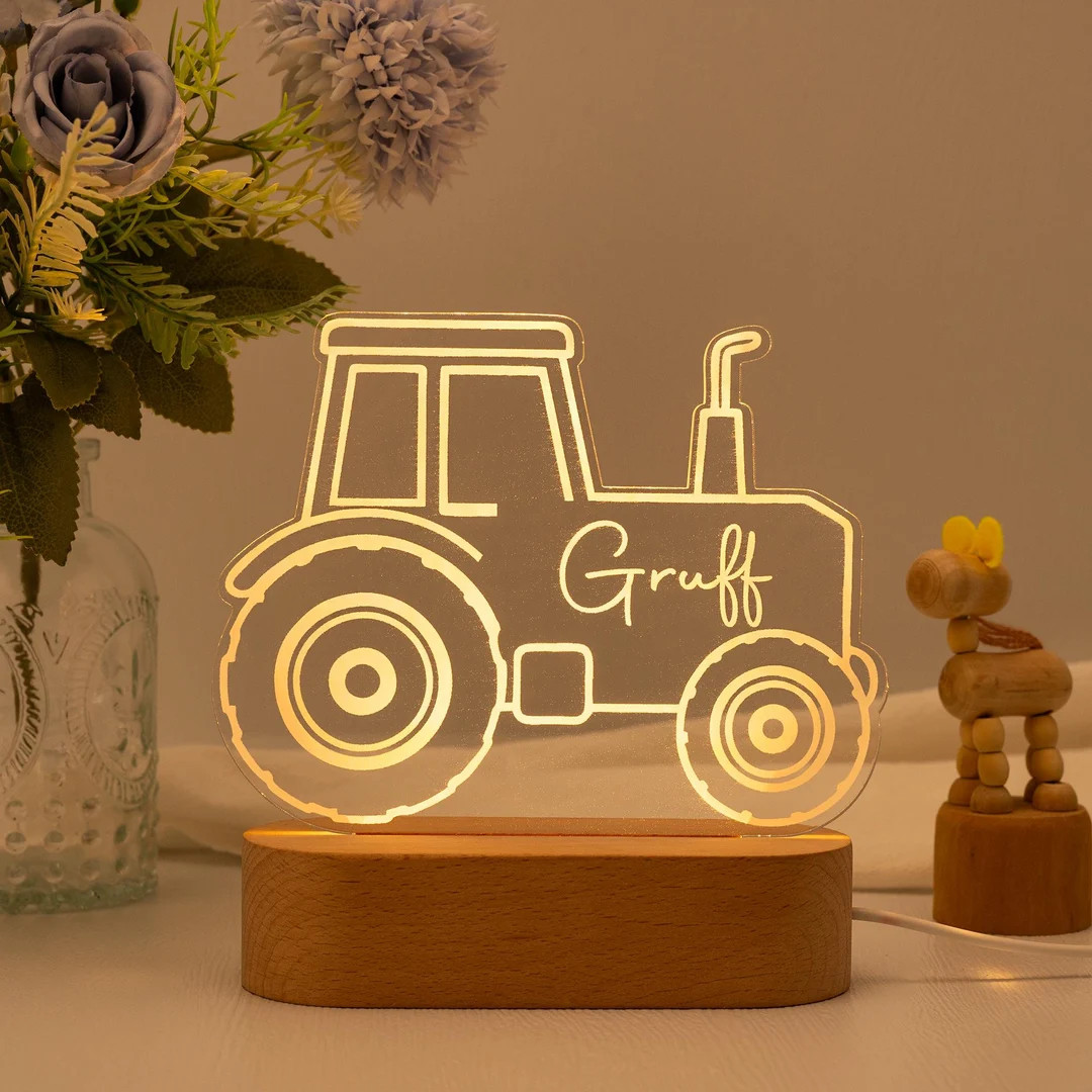 Personalised Tractor Night Light,nursery Decor,kids Gift,night Light,children's Night Light,digge... | Etsy (US)