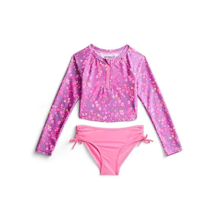 Weekend Academy Girls Long Sleeve Rash Guard and Bottoms Swim Set 2-Piece Sizes 4-16 | Walmart (US)