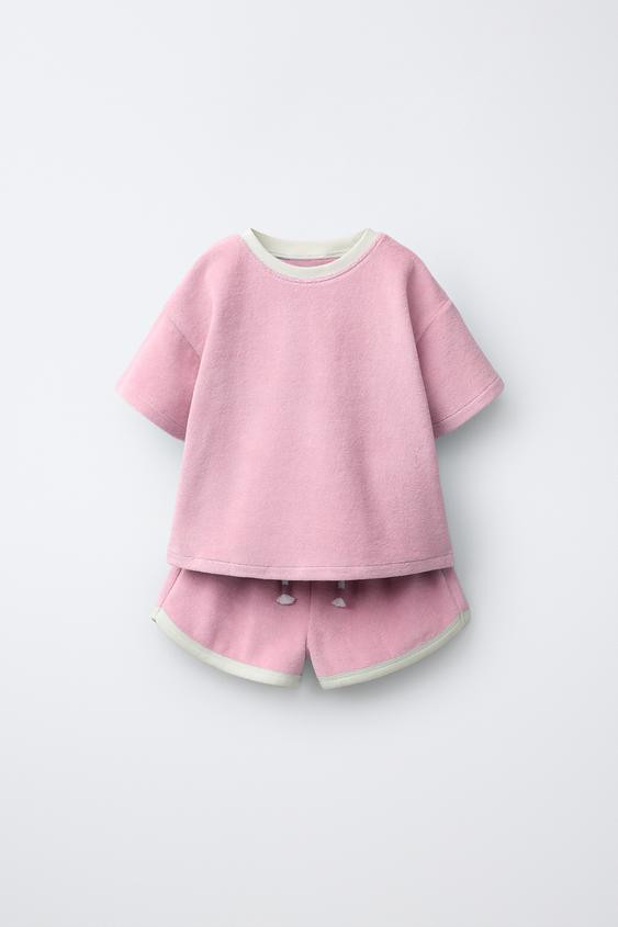 PLAIN TOWELLING T-SHIRT AND BERMUDA SHORTS SET | Zara UK