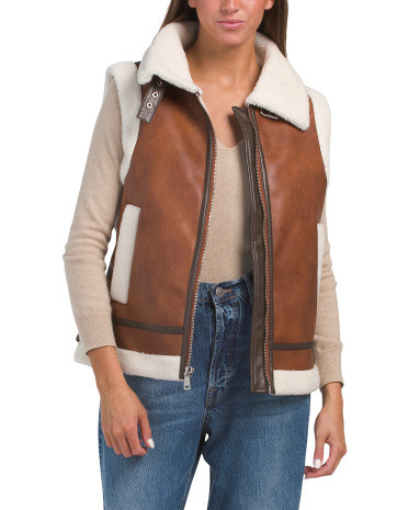 Faux Shearling Short Vest | TJ Maxx