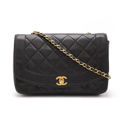 Bolso de hombro Chanel Diana Matelasse 22 cadena piel de cordero negro CC A01165 250401T | eBay US