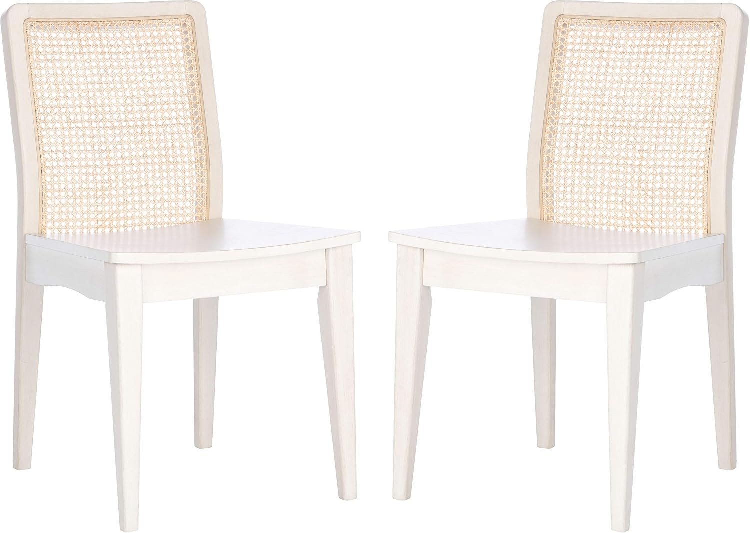 Safavieh Home Collection Benicio White/Natural Rattan Dining Chair (Set of 2) DCH1005B-SET2 | Amazon (US)