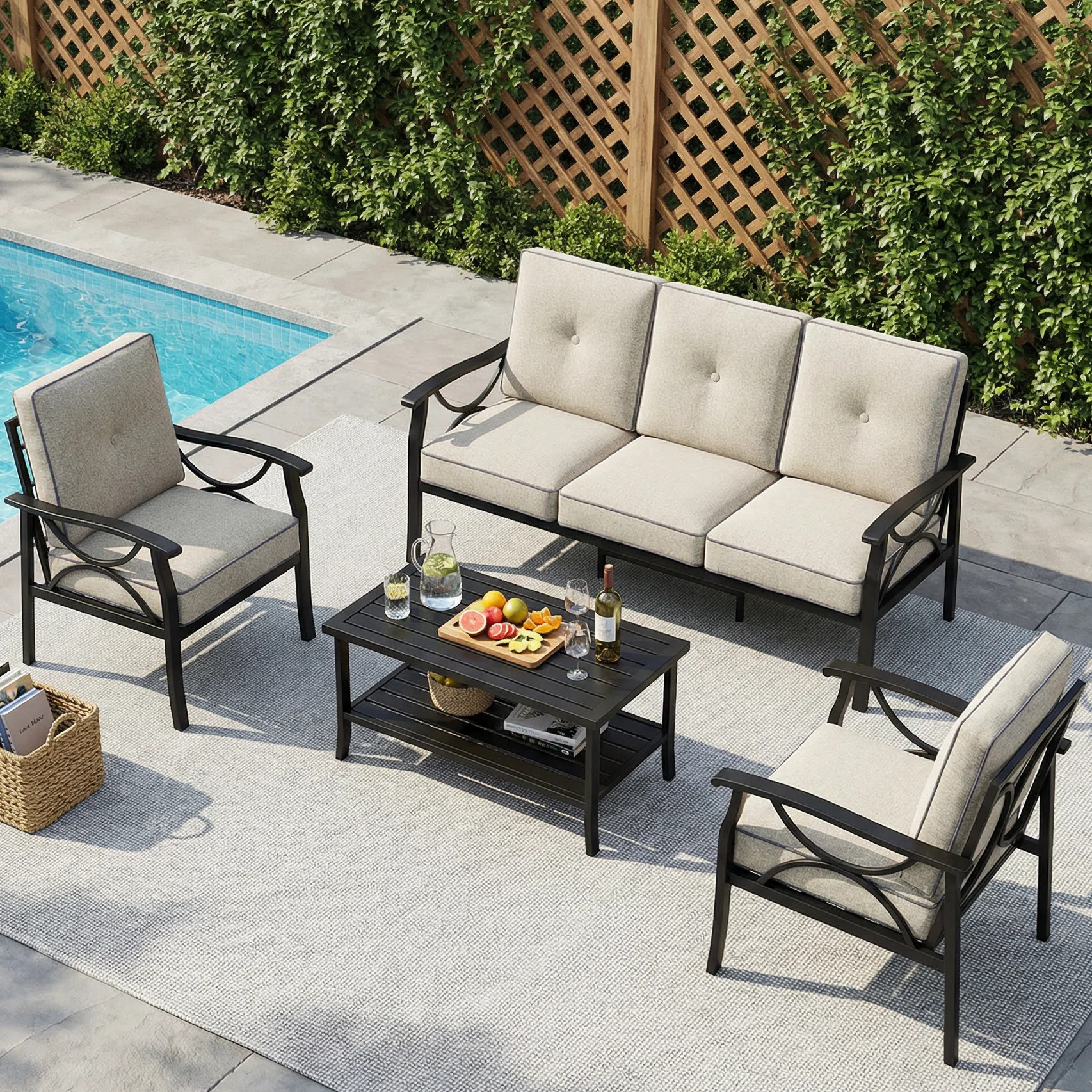 Brandtley 5-Person Patio Conversation Set with Cushions | Wayfair North America