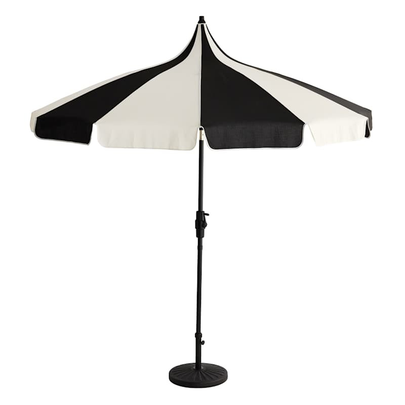 Black & White Pagoda Crank & Tilt Round Patio Umbrella, 9' | At Home