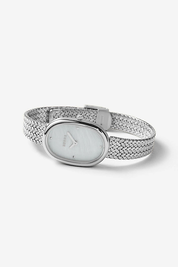BREDA Jane Tethered Mesh Bracelet Analog Quartz 23MM Watch in Silver, Women's at Urban Outfitters | Urban Outfitters (US and RoW)