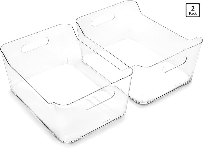 BINO | Plastic Storage Bins, Large - 2 Pack, Clear | THE SOHO COLLECTION | Pantry Organizers and ... | Amazon (US)