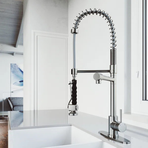 Zurich One-Handle Pull Down Kitchen Faucet with Deck Plate | Wayfair North America