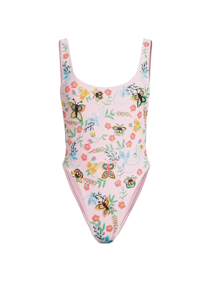 Women's Alabama Embellished One-Piece Swimsuit - Pink - Size Large | Saks Fifth Avenue