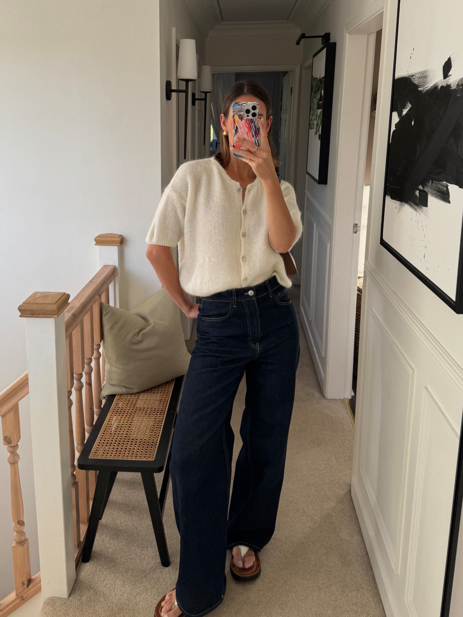 Wide leg indigo jeans and a cosy cream knit 

#LTKeurope #LTKjeans #LTKautumn