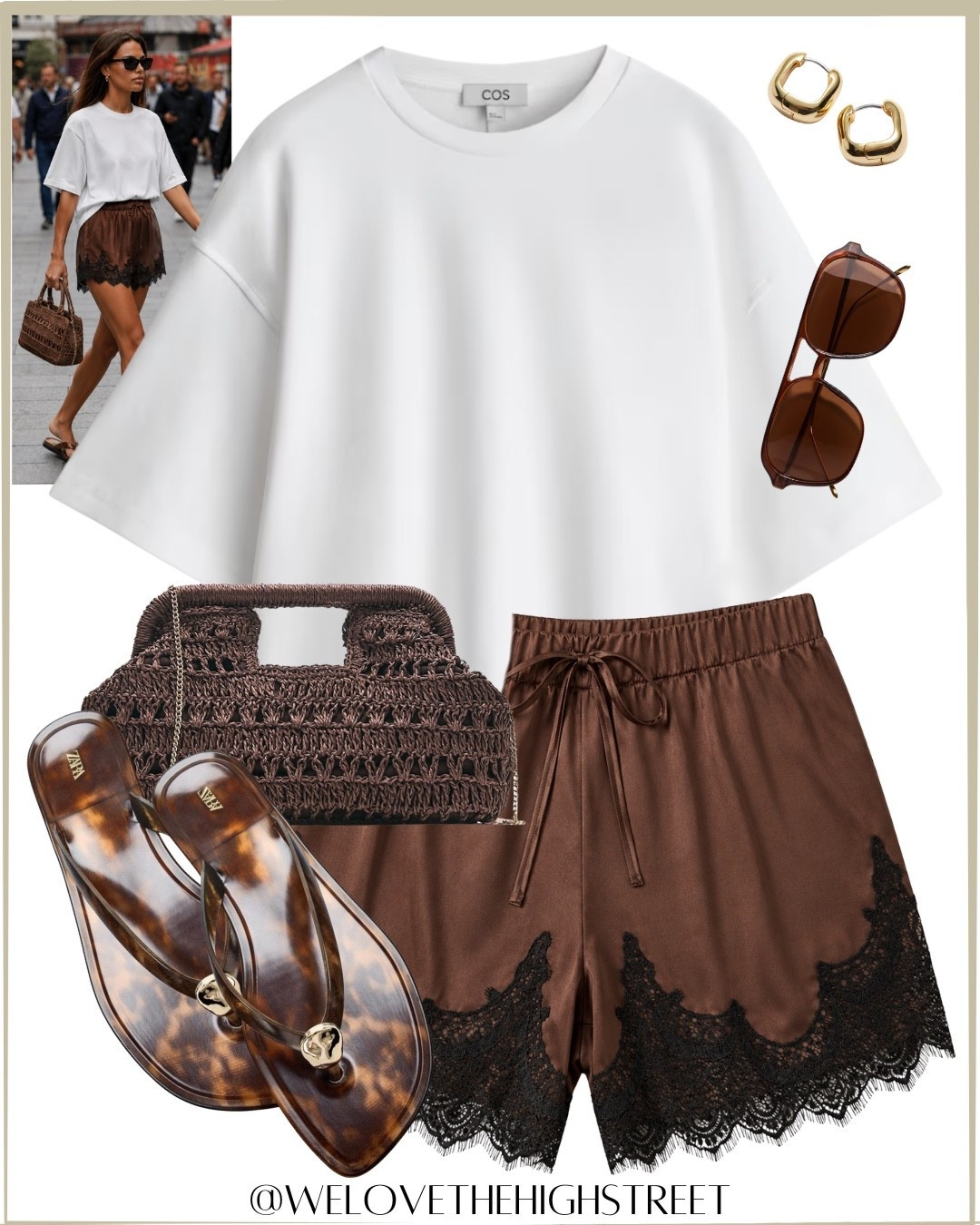 SATIN LACE HEM SHORTS
