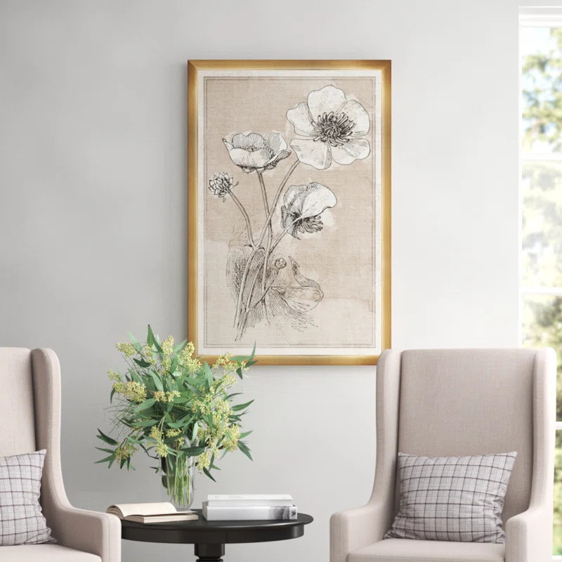 Poppies On Linen by Oliver Gal - Drawing Print on Canvas | Wayfair North America