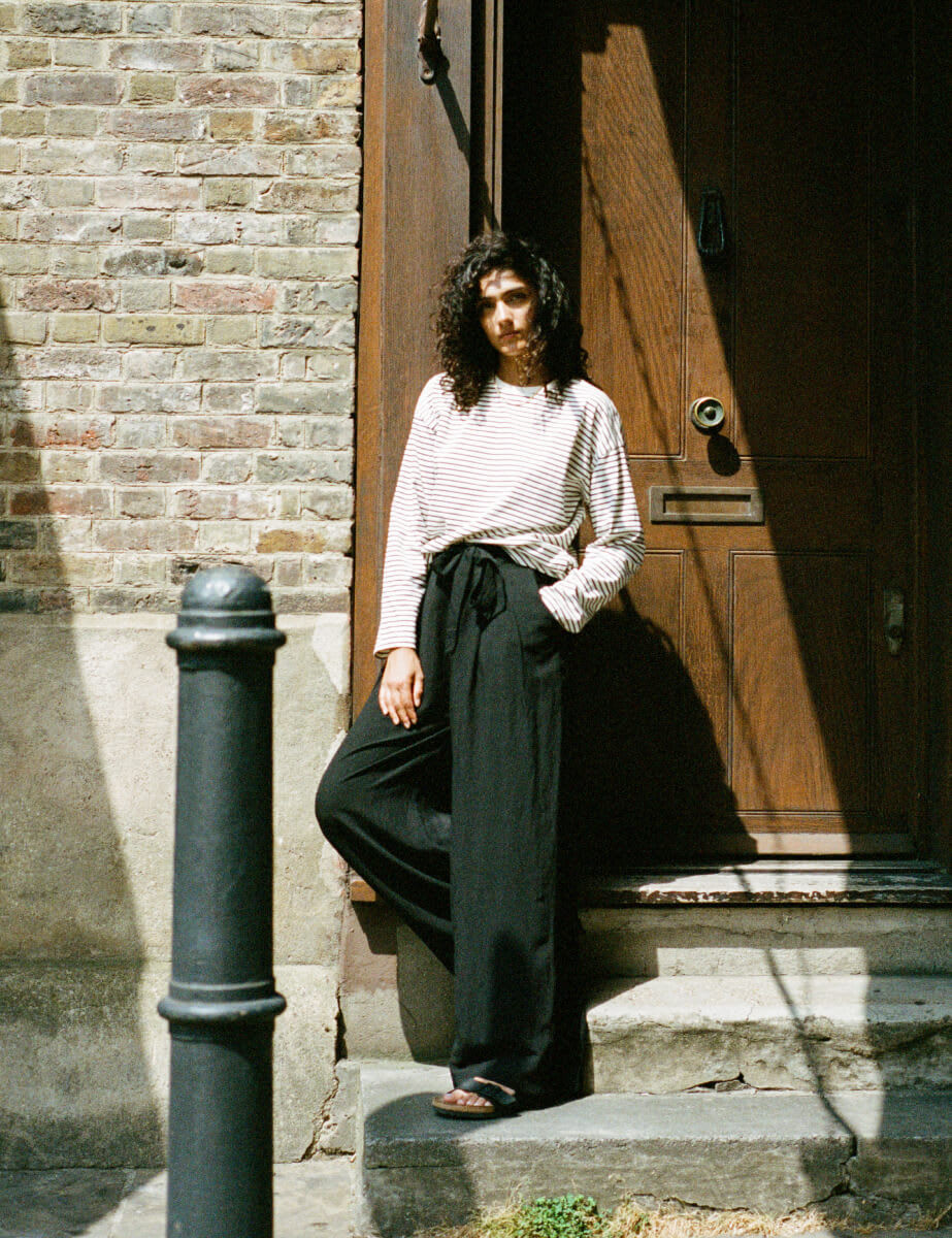 Black Linen-blend Tie Belt Trousers | Nobody's Child