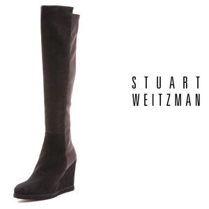 Stuart Weitzman Demiswoon 50/50 Knee High Wedge Boots Cola Brown Suede, Size 6 | Poshmark