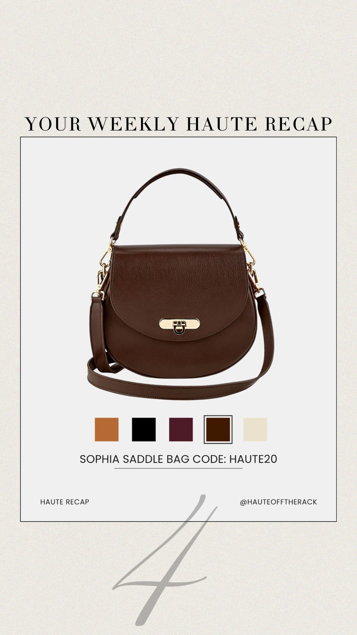 ICYMI: resharing a few things you might have missed last week!

The Sophia bag now available 5 colors!
Take 20% OFF with code: HAUTE20

#giginewyork #ivoryhandbag #whitehandbag #chocolatebrownbag #blackhandbag #salealert

#LTKootd #LTKSaleAlert #LTKWorkwear