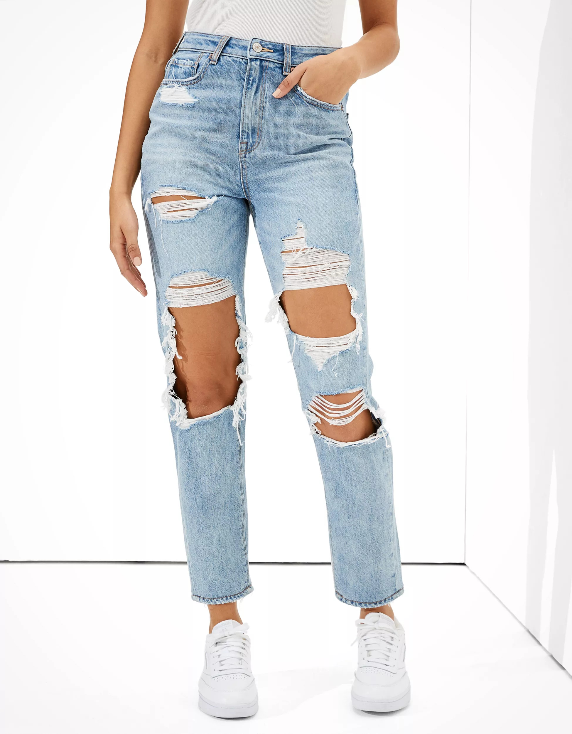 AE Ripped Highest Waist Mom Jean | American Eagle Outfitters (US & CA)