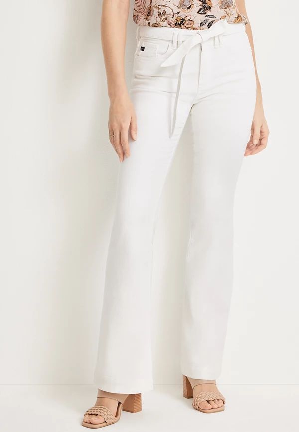 KanCan™ Flare High Rise Belted White Jean | Maurices