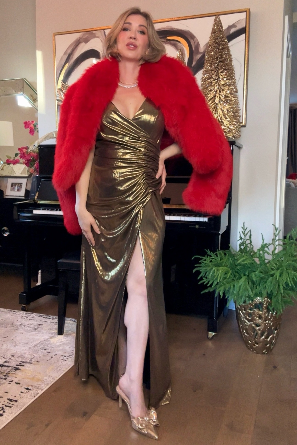 Wearing size 6 in the dress, medium in faux fur jacket 

#LTKHoliday #LTKSeasonal