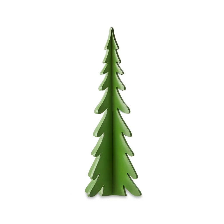 Green Wood Christmas Tree Decor, 22 in, Non-Lit, by Holiday Time - Walmart.com | Walmart (US)