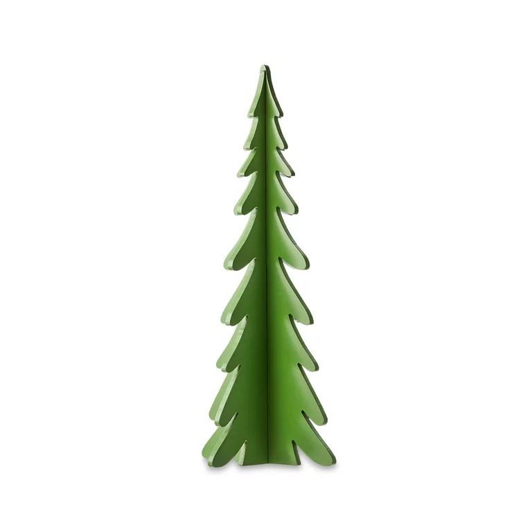 Green Wood Christmas Tree Decor, 22 in, Non-Lit, by Holiday Time - Walmart.com | Walmart (US)