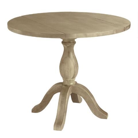 Round Weathered Gray Wood Jozy Drop Leaf Table | World Market