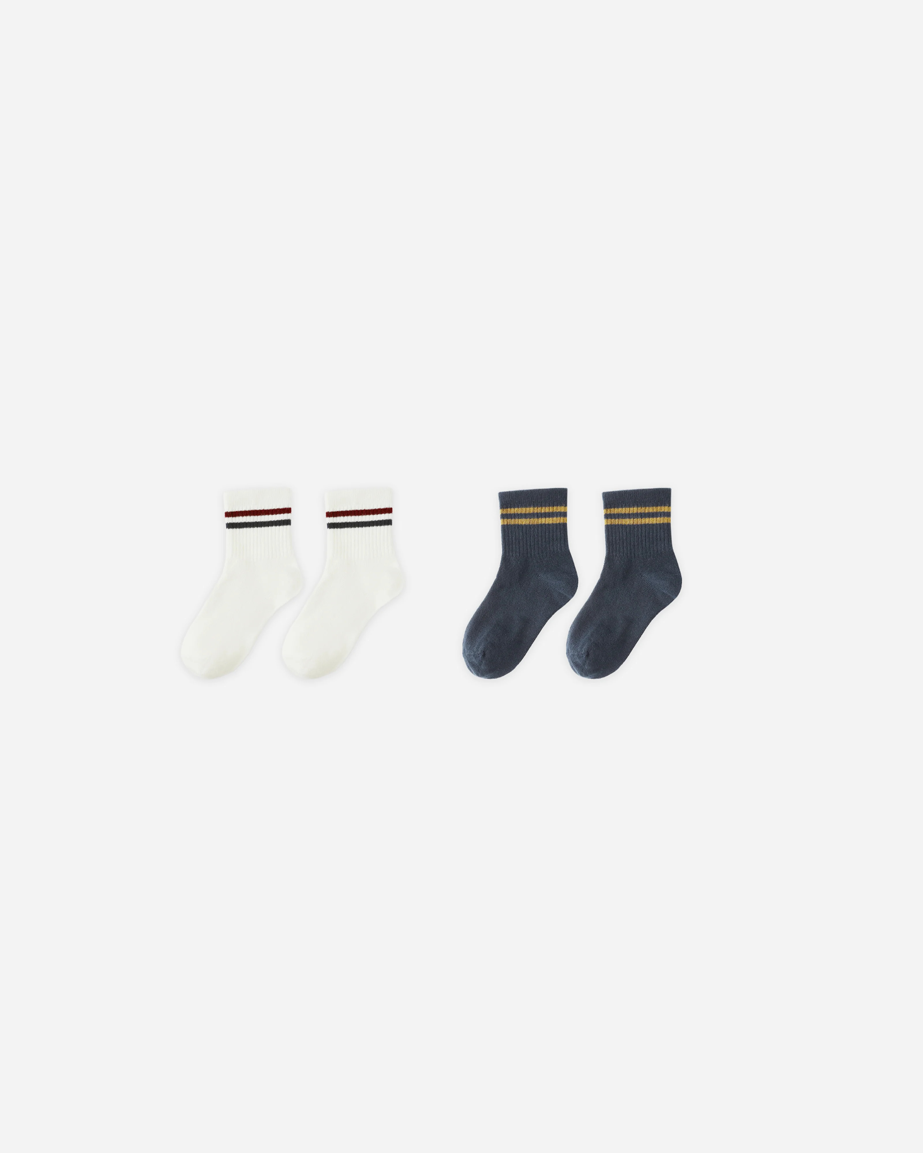 Stripe Socks, Set of 2 || Brown + Green Stripe | Rylee + Cru