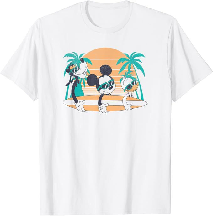 Disney Mickey and Friends Retro Surf Group T-Shirt | Amazon (US)