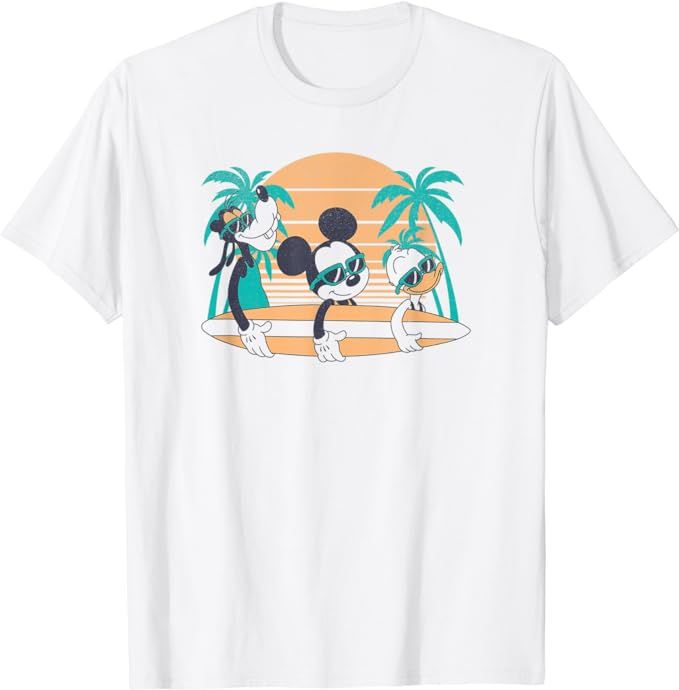 Disney Mickey and Friends Retro Surf Group T-Shirt | Amazon (US)