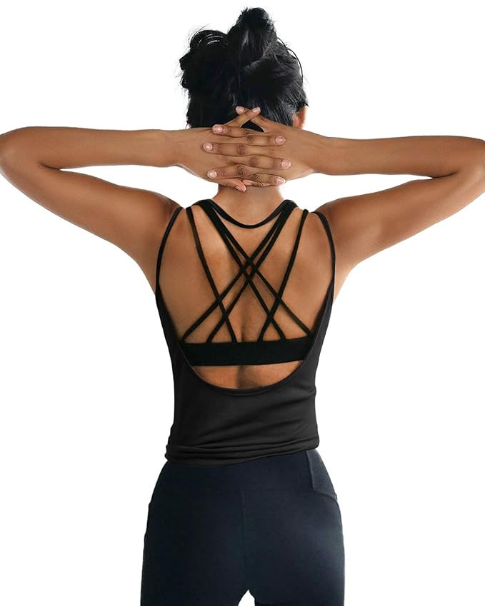 ZJCT Womens Summer Backless Top Workout Shirts Open Back Yoga Tops Sexy Tank Tops | Amazon (US)