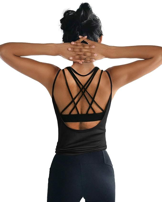 ZJCT Womens Summer Backless Top Workout Shirts Open Back Yoga Tops Sexy Tank Tops | Amazon (US)