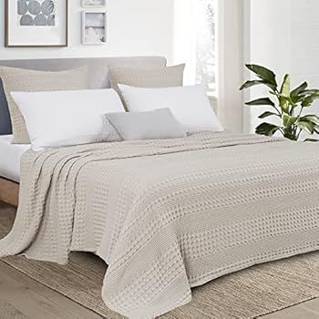 PHF 100% Cotton Waffle Weave Blanket King/Cal King Size - Luxury Soft Breathable Skin - Friendly ... | Amazon (US)