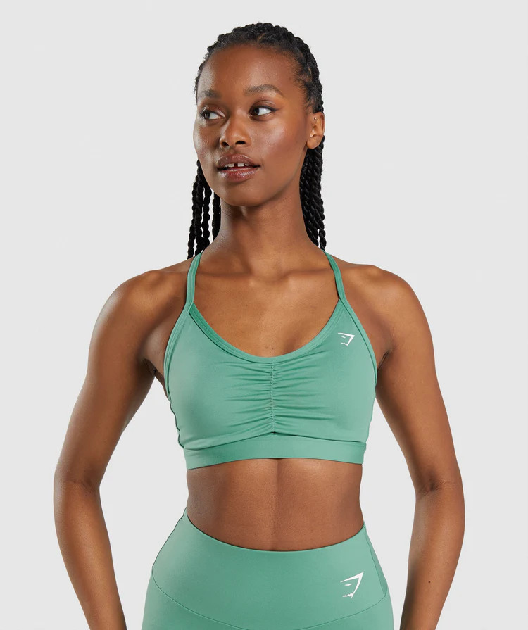 Gymshark Ruched Sports Bra - Alpine Green | Gymshark US