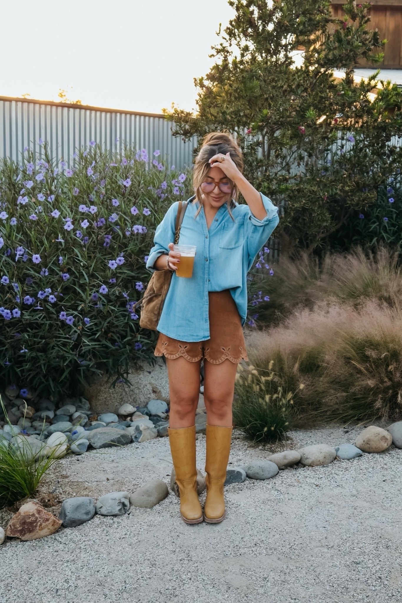 Suede shorts - wearing small
Old navy denim shirt - wearing xs
Frye boots run tts
Frye boots outfit
Fall outfit


#LTKPetite #LTKSeasonal #LTKFindsUnder50