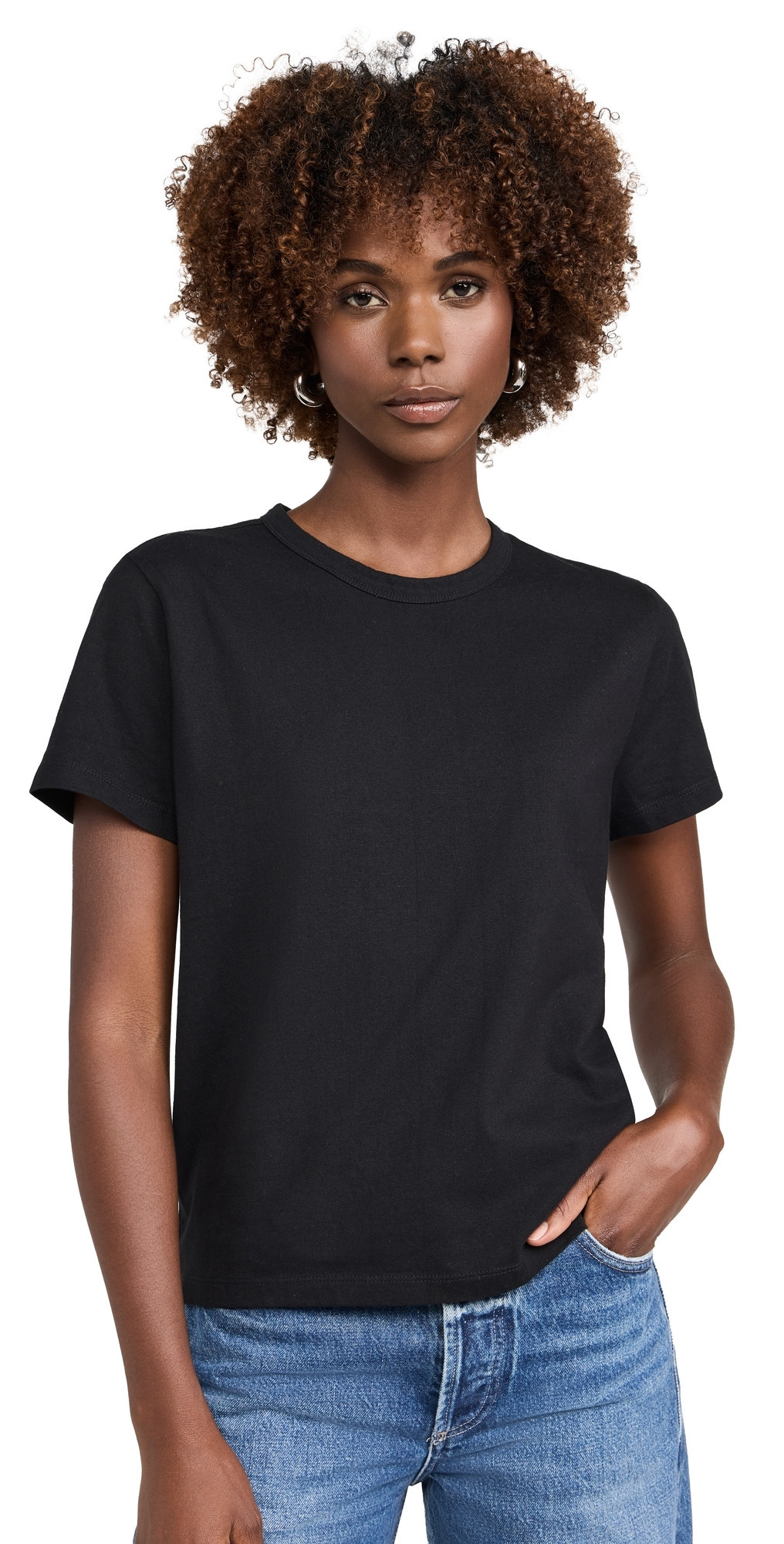 Madewell The Perfect Crewneck Tee in Allday Jersey Jet Black XXS | Shopbop