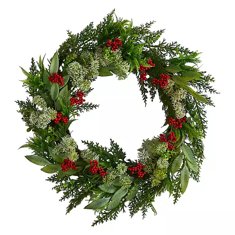 New! Cedar and Eucalyptus Berry Wreath | Kirkland's Home