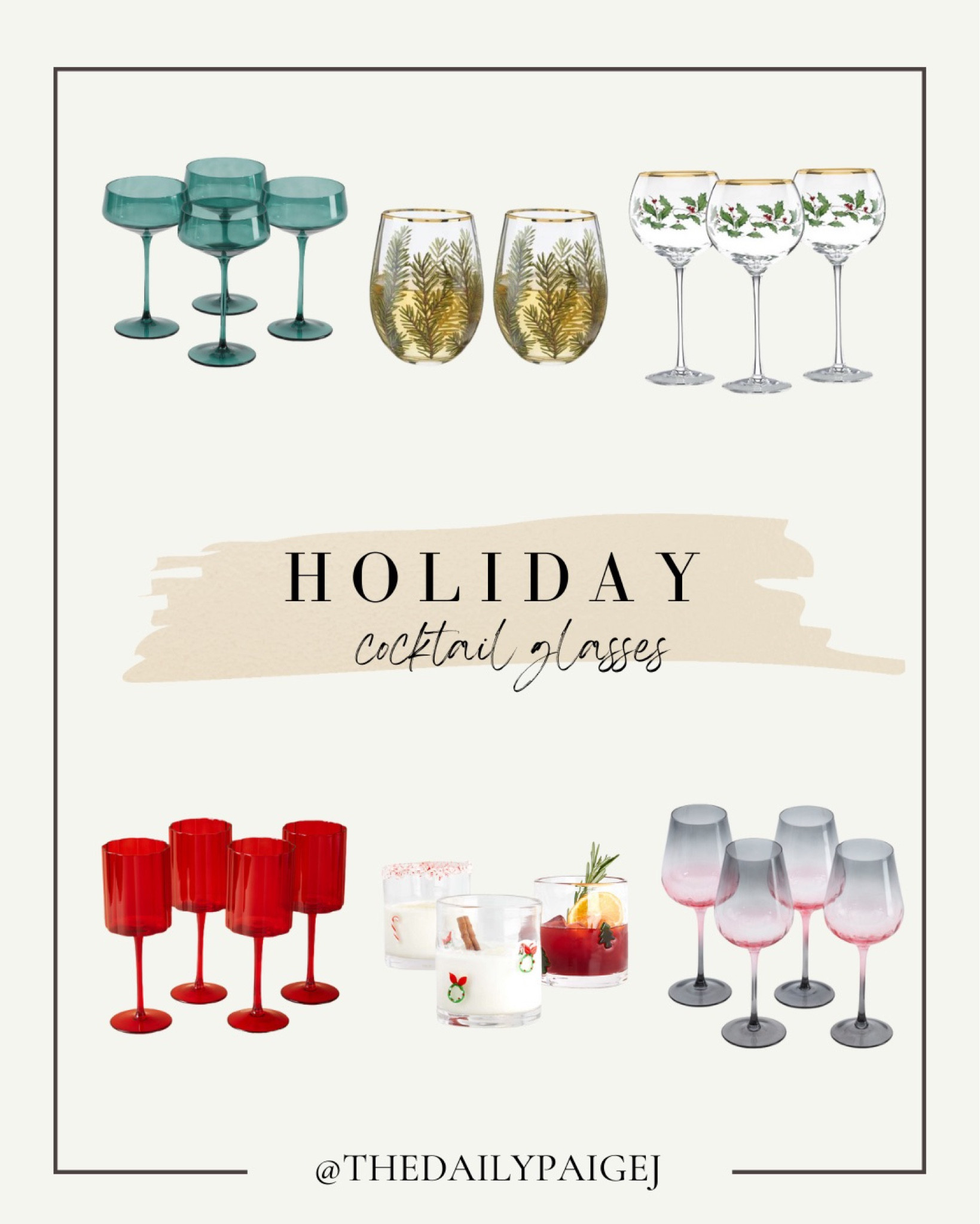 If you’re hosting a holiday event, these holiday glasses are perfect. Put together a holiday drink and serve it in these or decorate your home with these colorful glasses. These would w perfect for your holiday decor. 

Holiday decor, holiday cocktail glasses, holiday serving ware, holiday wine glasses, coupe glasses

#LTKhome #LTKfindsunder50 #LTKHoliday