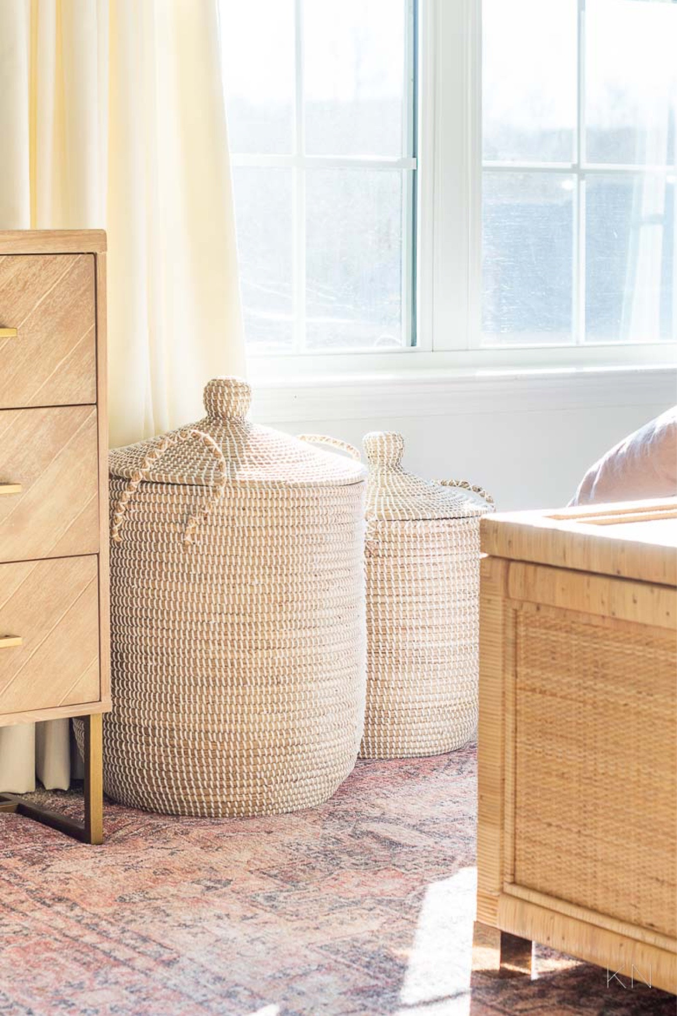 These lidded hampers and this rattan trunk are stylish and roomy storage pieces. We store stuffies in the hampers and bags and backpacks in the trunk. As a bonus, the bed’s throw pillow and shams rest on the trunk at night. Home decor bedroom decor bedroom storage home organization woven storage rattan storage stylish storage purple area rug toy storage kid storage

#LTKStyleTip 

#LTKHome #LTKKids