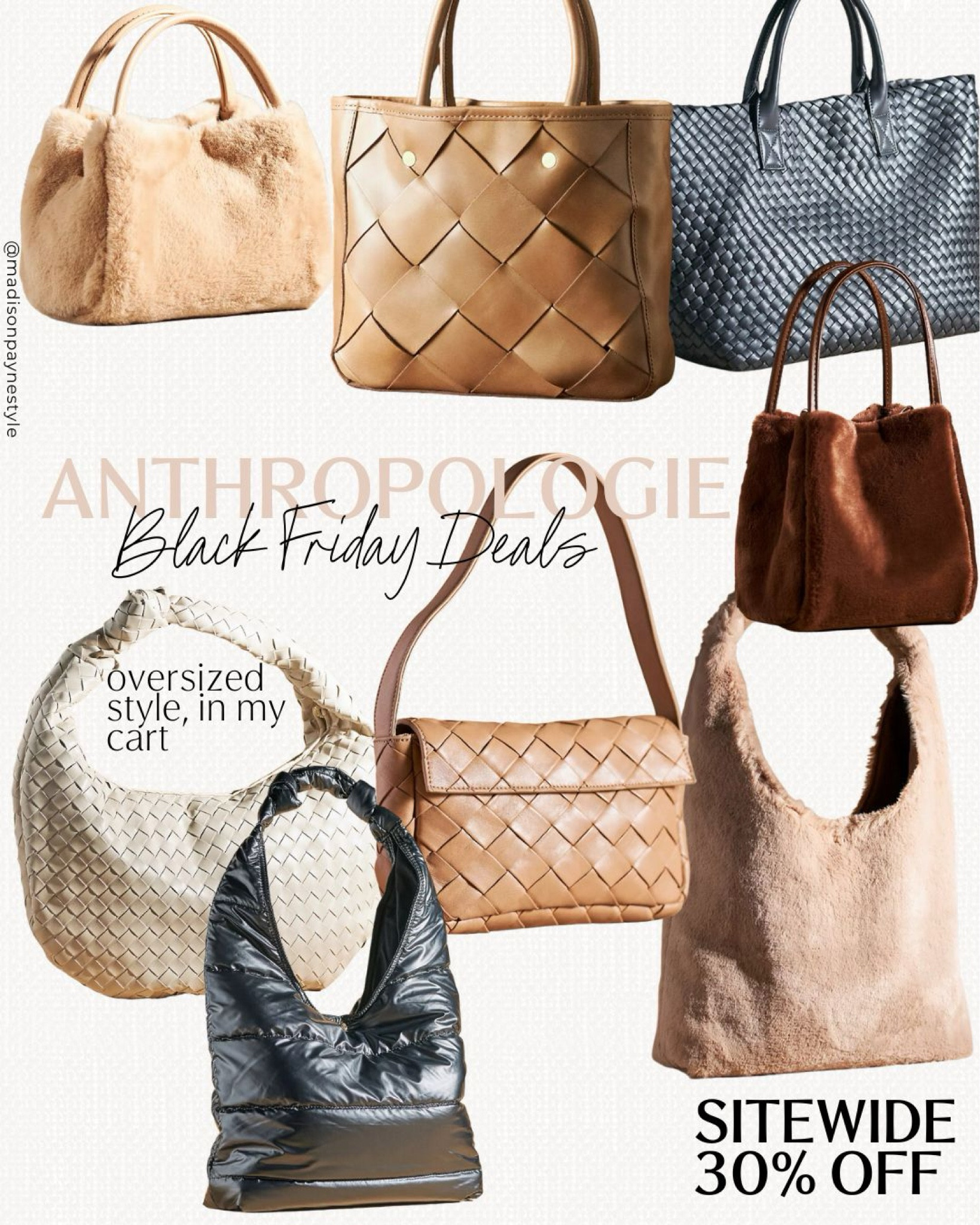 Black Friday 30% off sale at Anthro!✨ Handbags are one of my favorite things to shop at Anthropologie 😉 I just ordered the large Bottega look for less, under $100 handbags, Anthropologie, Black Friday 

#LTKSeasonal #LTKCyberWeek #LTKsalealert